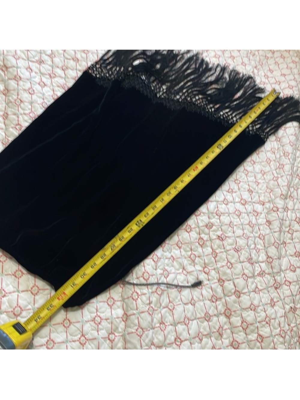 Laundry asymmetric velvet skirt with fringe - Picture 3 of 4